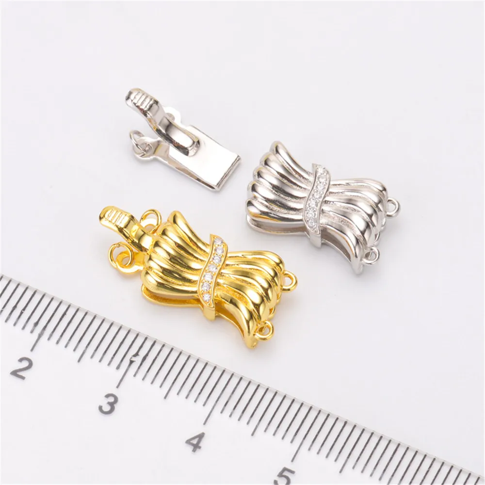 S925 Sterling silver Pearl necklace ending buckle multi hanging flower shaped connection buckle diy first accessories