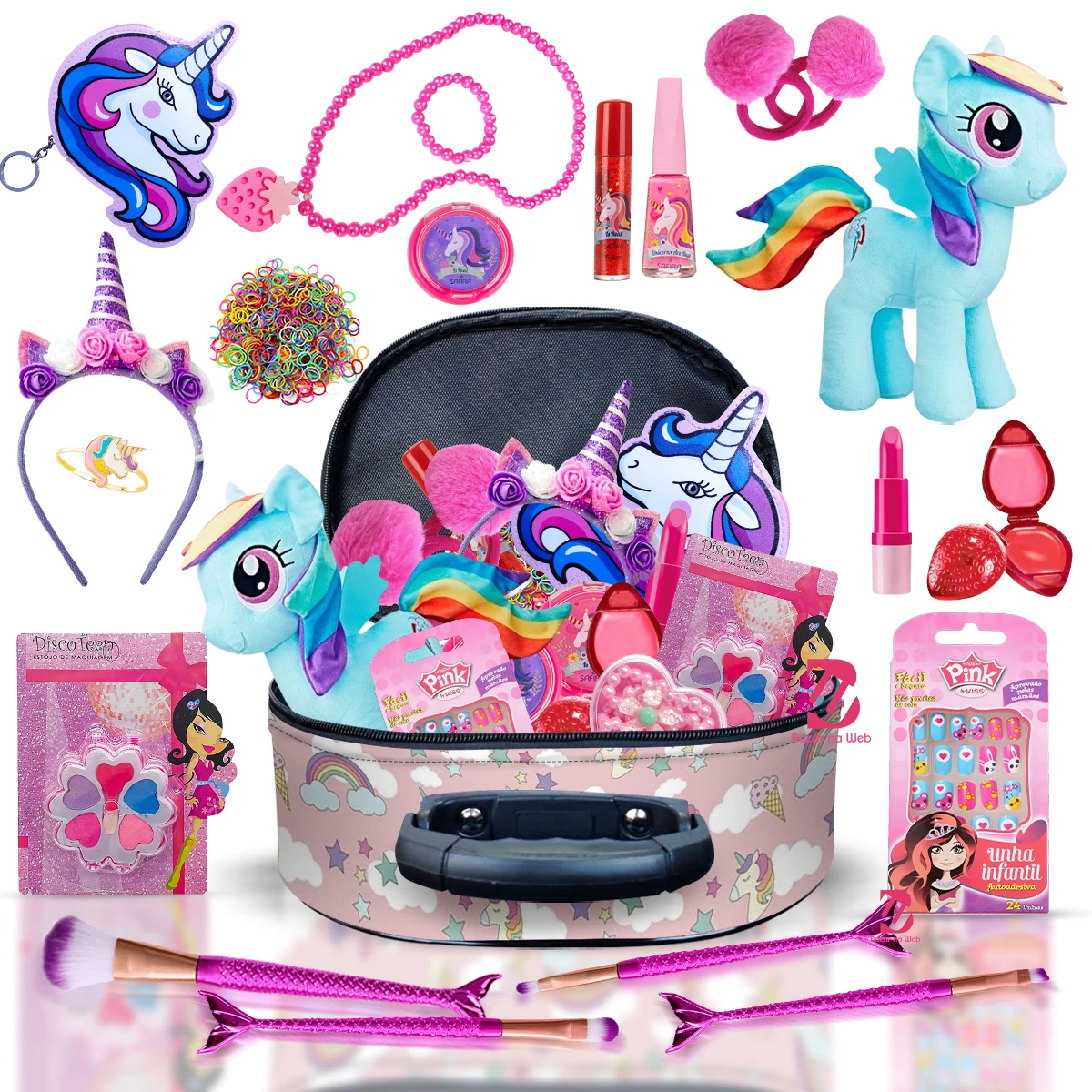 

Children's Makeup Case Set Princess Unicorns and Necessaire/Coin Holder-BZ146