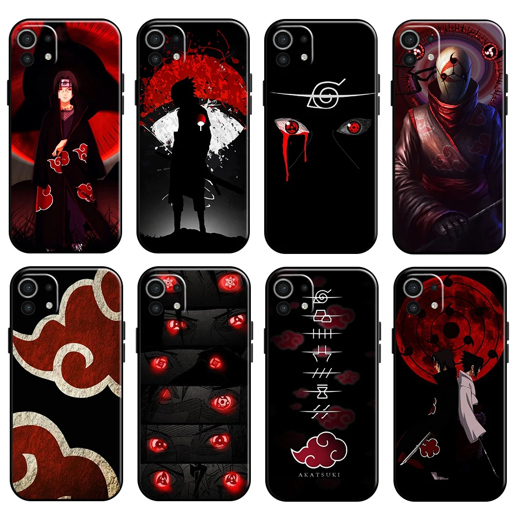 

Naruto Akatsuki Uchiha Itachi Phone Case For Xiaomi Mi 11 11 Lite 5G Coque Liquid Silicon TPU Funda Silicone Cover Black