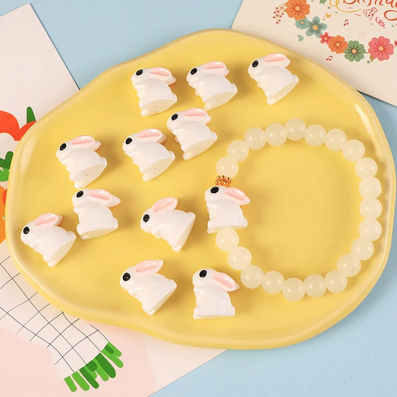 

1PC Abstract Bunny White Ceramic Cartoon Beads Handmade Material Jewelry Accessories Making Necklace Bracelet