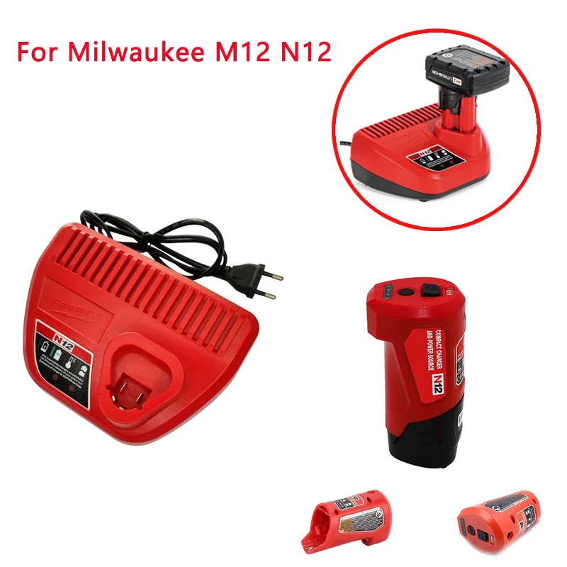 

Новое зарядное устройство для литий-ионных аккумуляторов для Milwaukee M12 N12, входной выход 12 В 10,8 В 48-59-2401 48-11-2402, электроинструменты, вилка станда...