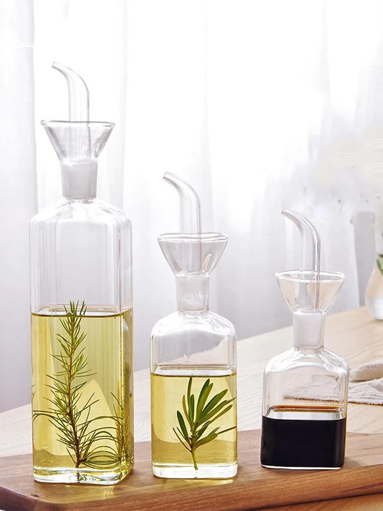 

Glass Olive Oil Bottle Transparent Vinegar Bottle Dispenser Sauce Condiment Bottle Household Kitchen Supplies Tool Oil Container