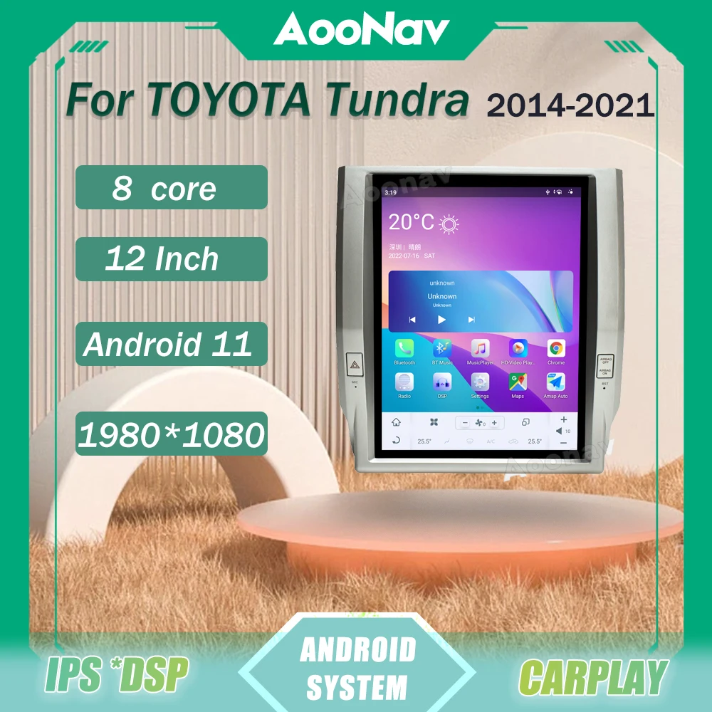 

Android 11 автомобильный радиоприемник для TOYOTA Tundra 2014-2021 GPS-навигация Qualcomm мультимедийный стерео приемник беспроводной Carplay головное устройство
