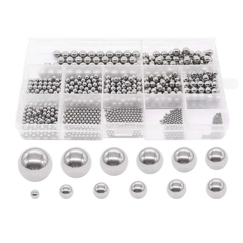

600 Pieces 12 Size Stainless Steel Precision Steel Balls 1-8Mm Metric Bicycle Bearing Balls Assortment Kit Mixing Balls
