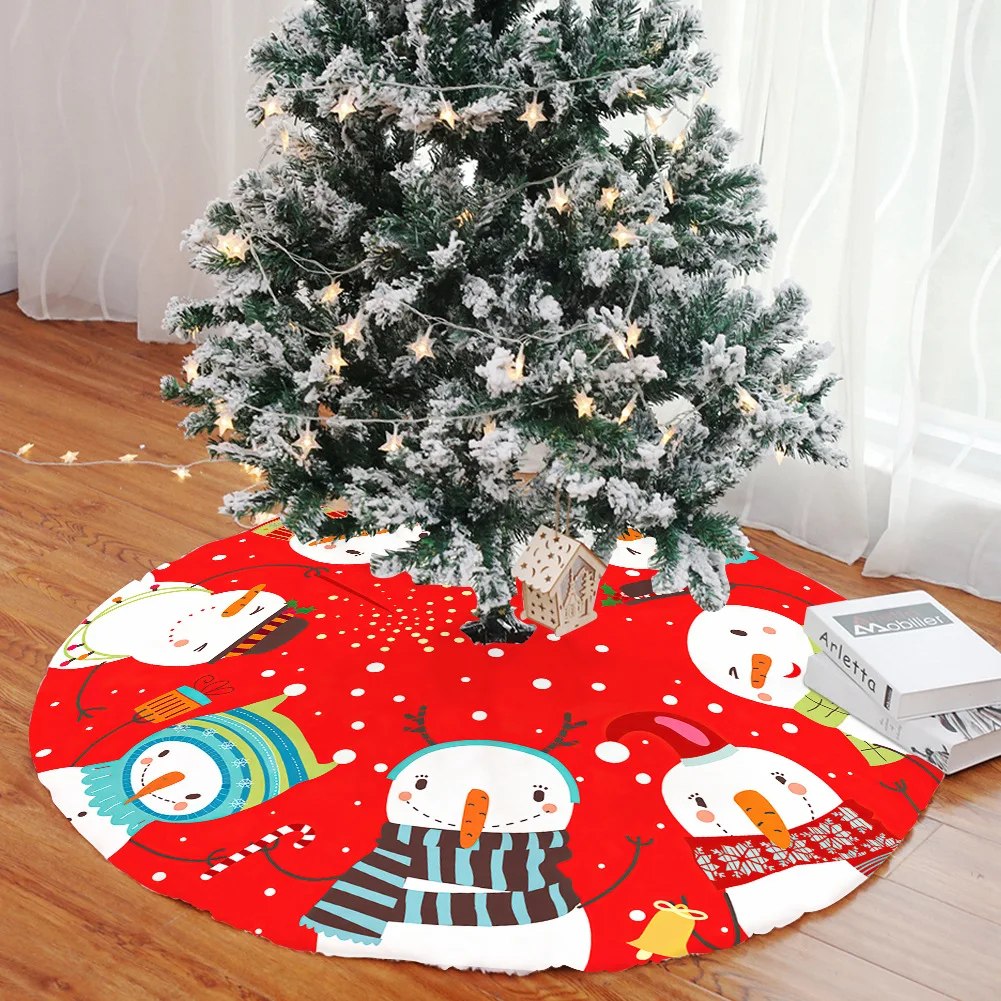 

72/90/120cm Christmas Tree Skirt Short Plush Carpet Snowflake Santa Claus Mat for Home Xmas Tree New Year Decor Apron Ornament