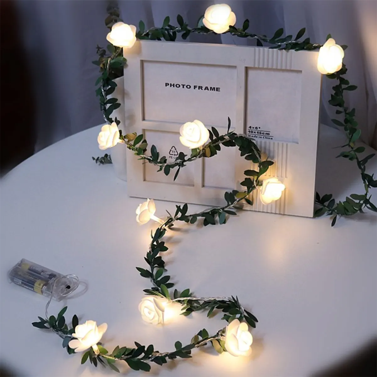 

Новинка, 9,8 футов, поддельная Роза, гирлянда с 20 светодиодами, цветочная гирлянда, 2 режима с феей роз, светящаяся строка, светильник s