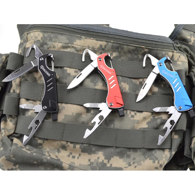 

Harnds MT1362 Multi Tools with Knife + Cutter + Screwdriver + Breaker + Opener + KeyChain Pocket Tool Outdoor Camping Tools