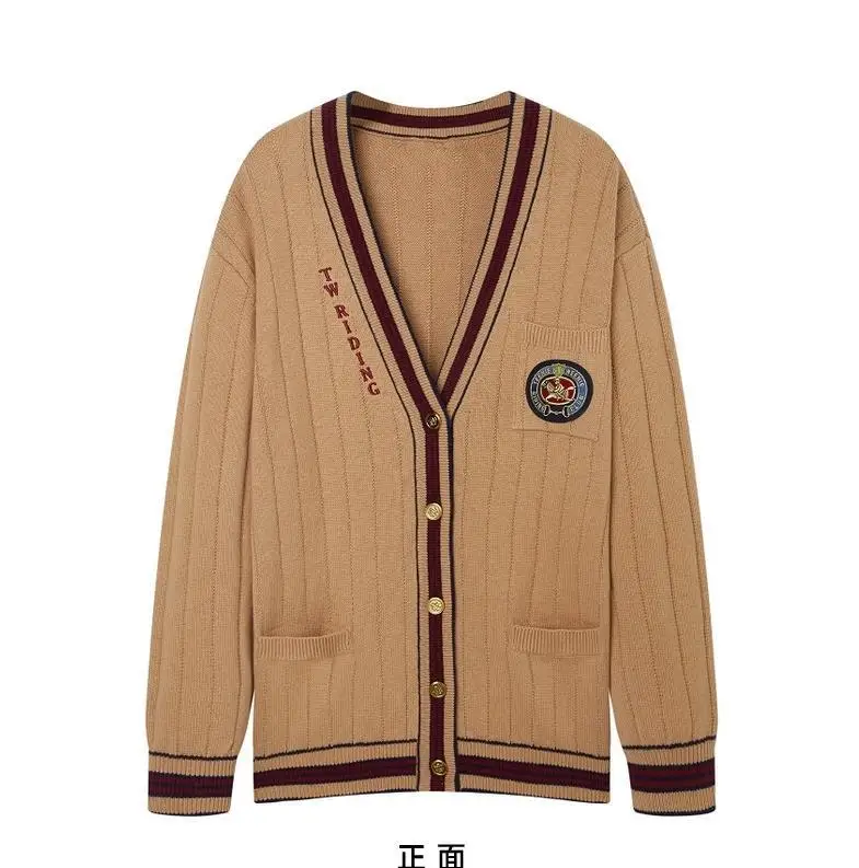 

Женский вязаный кардиган с длинным рукавом, цвета хаки