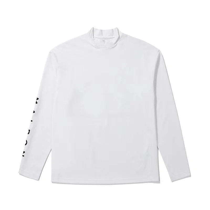 Malbon Spring Summer Casual Golf Crew Neck T-shirt Men's Fast Dry Air Permeability Black/White Slim Fit Sports Men Long Sleeve