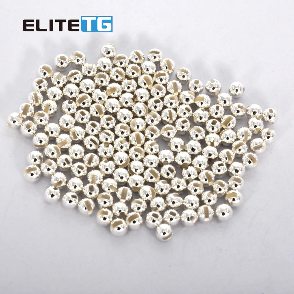 Elite TG 100pcs SILVER 1.5-3.5mm Tungsten Slotted Beads Fly Tying Material Fly Fishing Tungsten Beads,Alloy Fly Tying Material enlarge