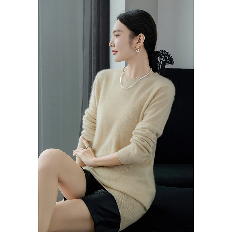 DjzDsm женский топ из 100% мериносовой шерсти пуловер с круглым вырезом свитер