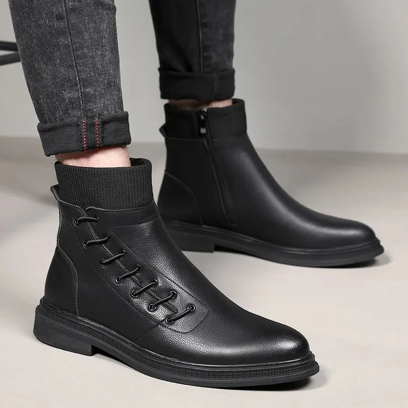 

Men's Short Boots Spring And Autumn Personalized Fashion Light And Comfortable Youth Trend High Gang Men's Short Boots