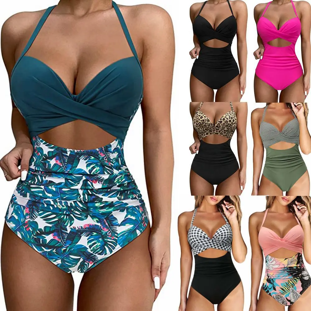 

New One-piece Hard Pack Cross Swimsuit Bikini Tight European And American Sexy Swimsuit Female Spot Bikini