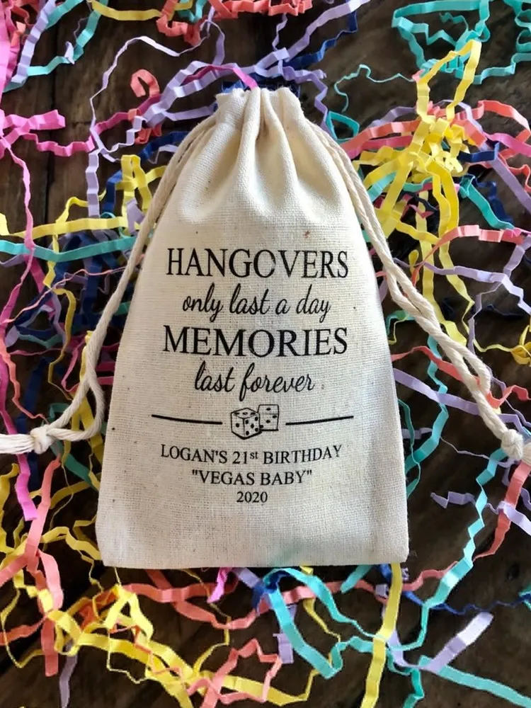 

20pcs Custom Vegas Theme Hangover Kit / Recovery Kit / Hangovers Only Last a Day, Memories Last Forever bags