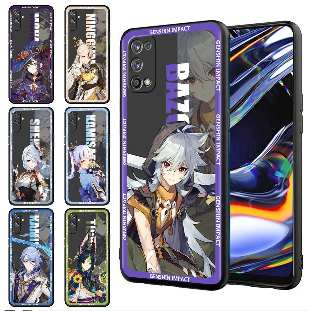 

Hot Genshin Impact Project Phone Cases for Realme 8 7 6 5 Pro C3 C21 C15 C11 C21Y XT GT Master Neo2 8i C12 C35 Black Soft Funda