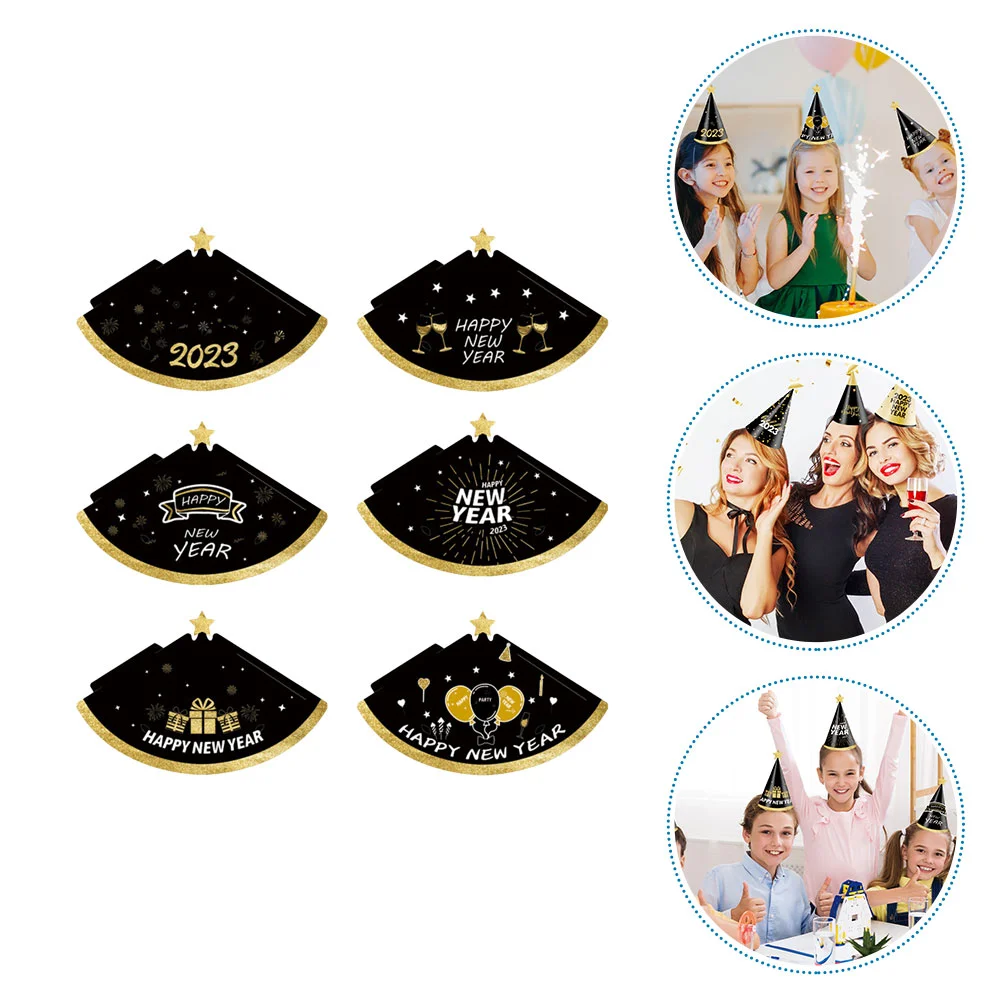 

New Year Party Hats Paper Eve Cone Hat Years Supplies Happy Cap Decorations Favors Headband Tiara Decoration Christmas Photo