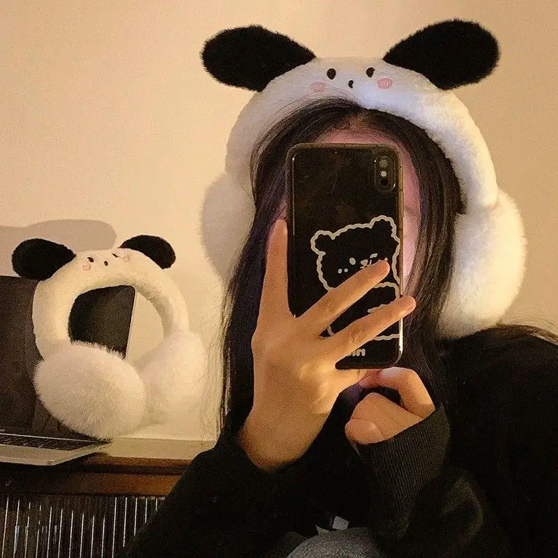

New Pochacco Earmuffs Kawaii Cute Sanrio Sweet Creative Winter Plush Warm Headwear Cartoon Doll Accessories Birthday Gift