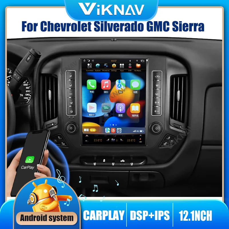 

Автомагнитола для Chevrolet Silverado GMC Sierra 2014-2020, Android, автомобильная стереосистема, мультимедийный проигрыватель Vdeo, головное устройство Carplay