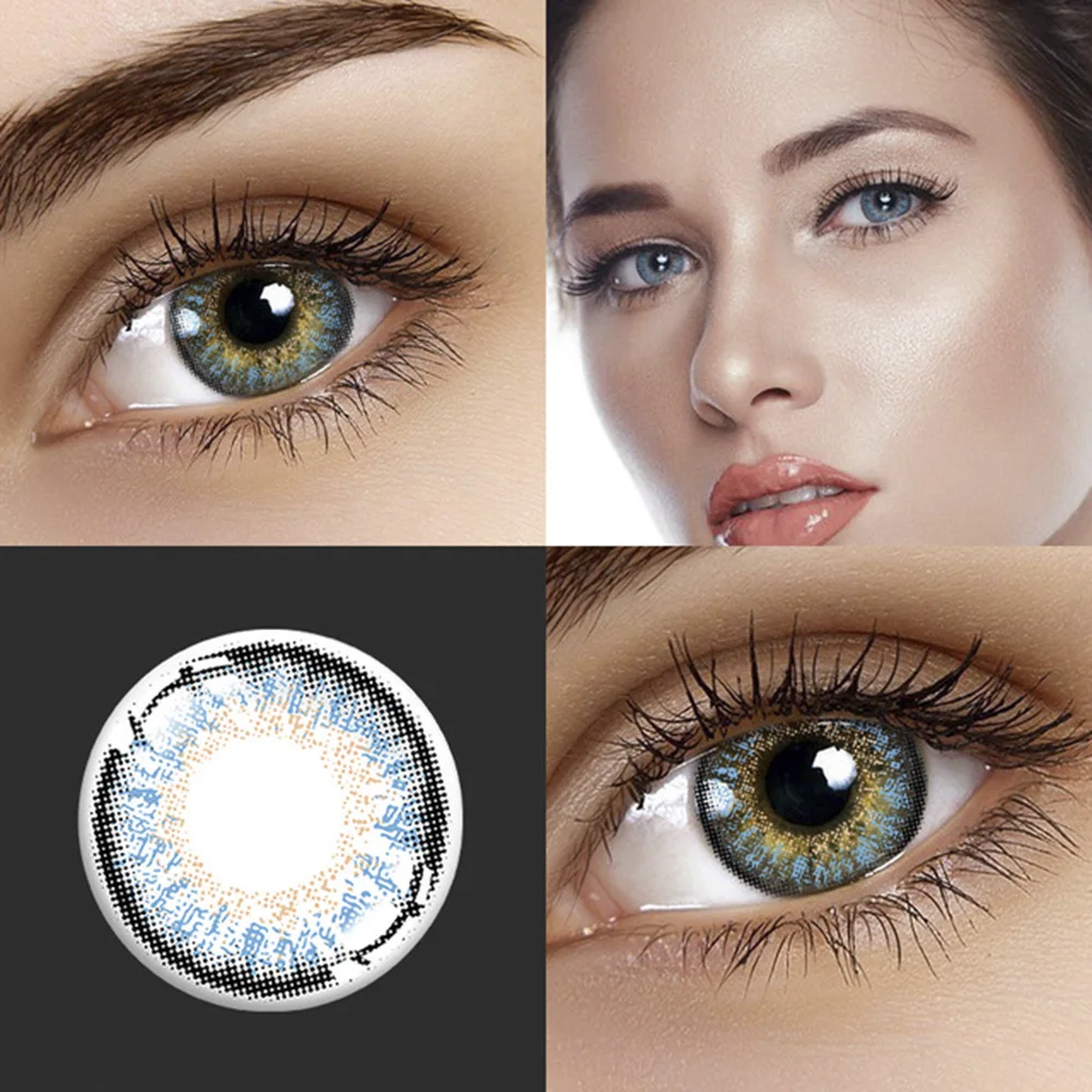 

YIMEIXI 2 шт./1 пара цветных линз для глаз, новый стиль, фотокосметика на год с линзами, чехол для хранения, быстрая доставка