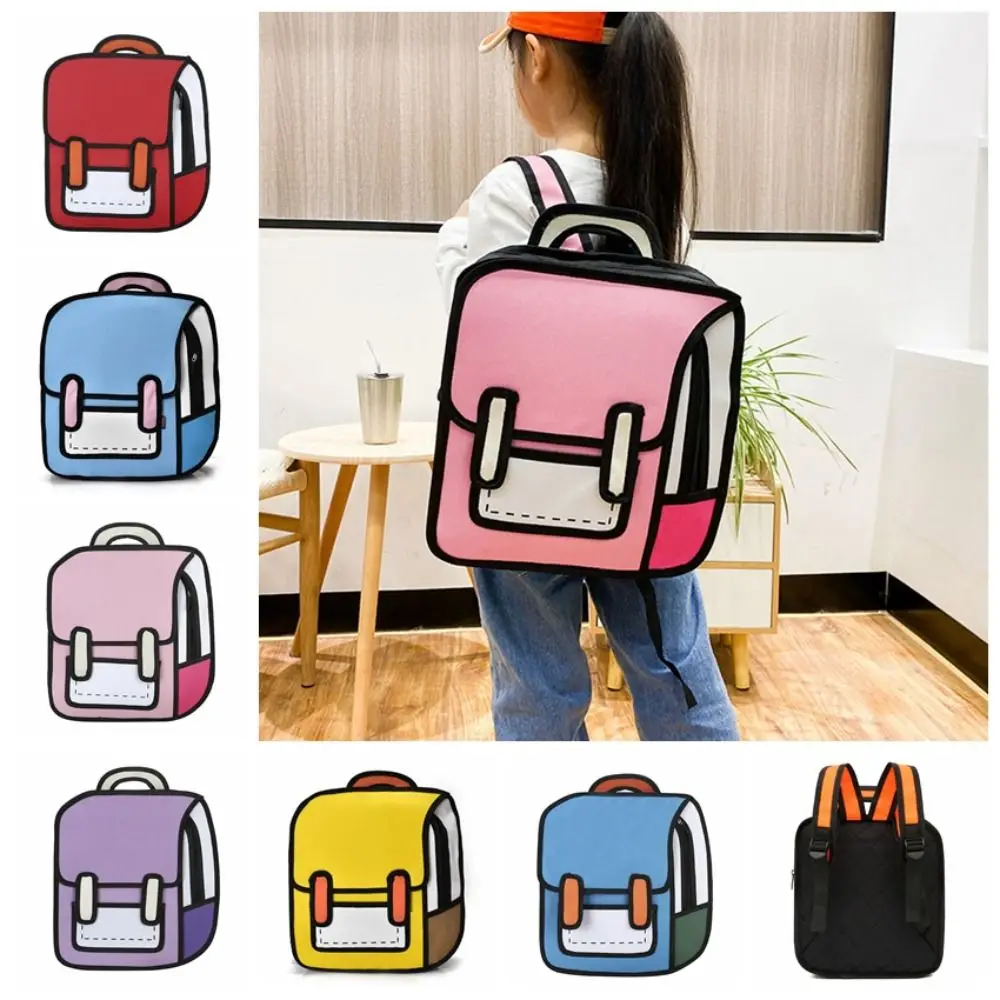 

Cartoon 3D Jump Style Backpack Cute Oxford Korean Style Y2K Zipper Pocket Teenage