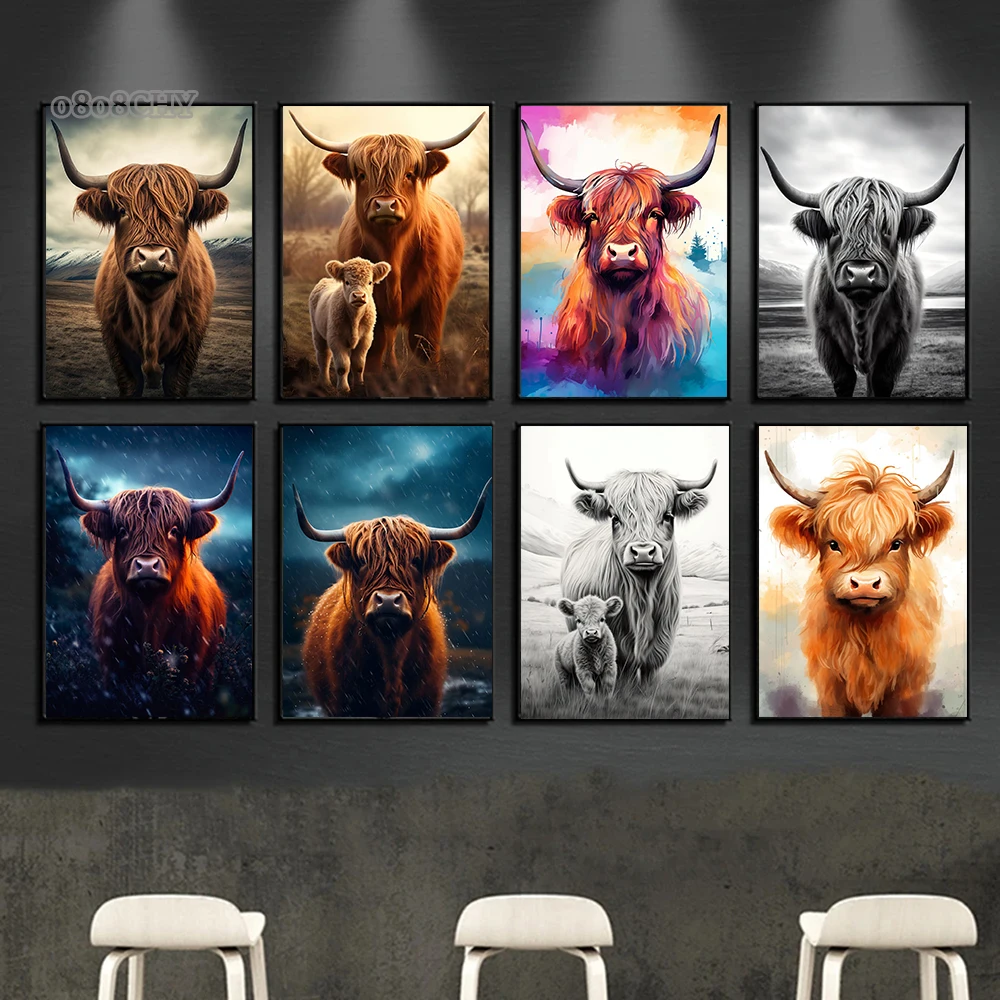 Милые постеры на холсте с изображением коров крупного рогатого скота живопись