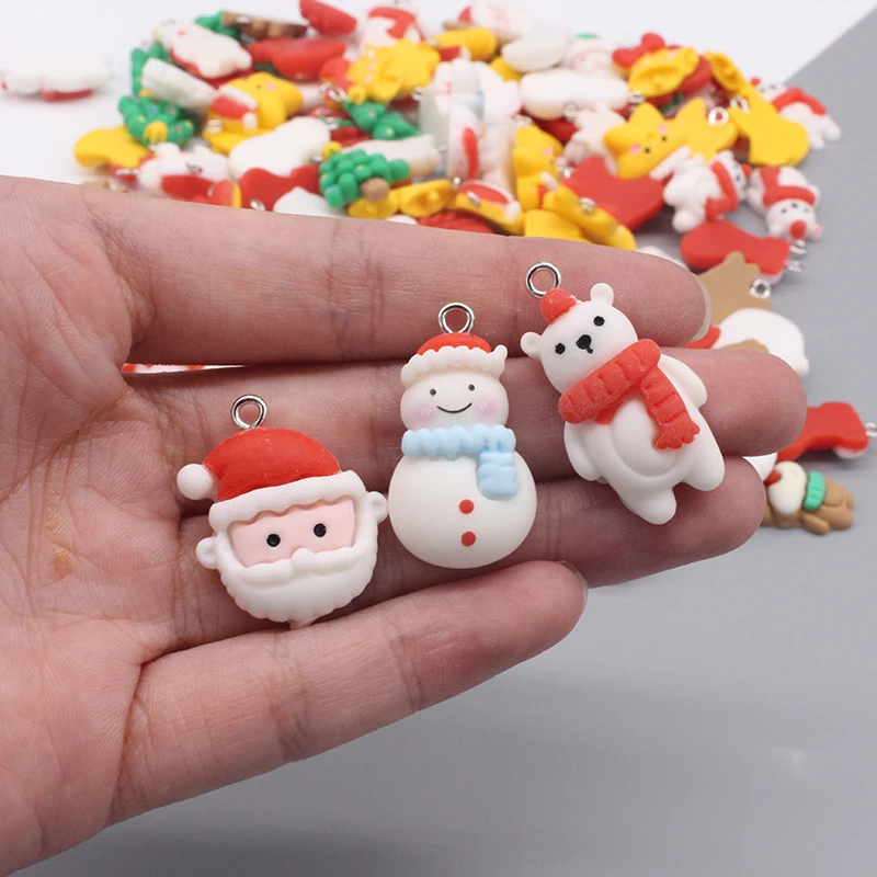 Оптовая продажа 10/30/50 шт. Рождественские Подвески из смолы Санта/полярный