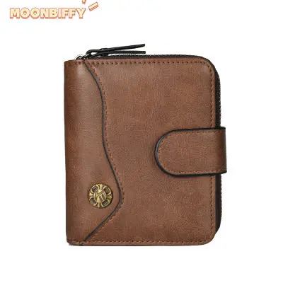 

Новинка 2023, стильный мужской кошелек в стиле ретро, Короткий Мужской многофункциональный кошелек на молнии, кошелек для монет, Водонепроницаемый модный кошелек с защитой от кражи