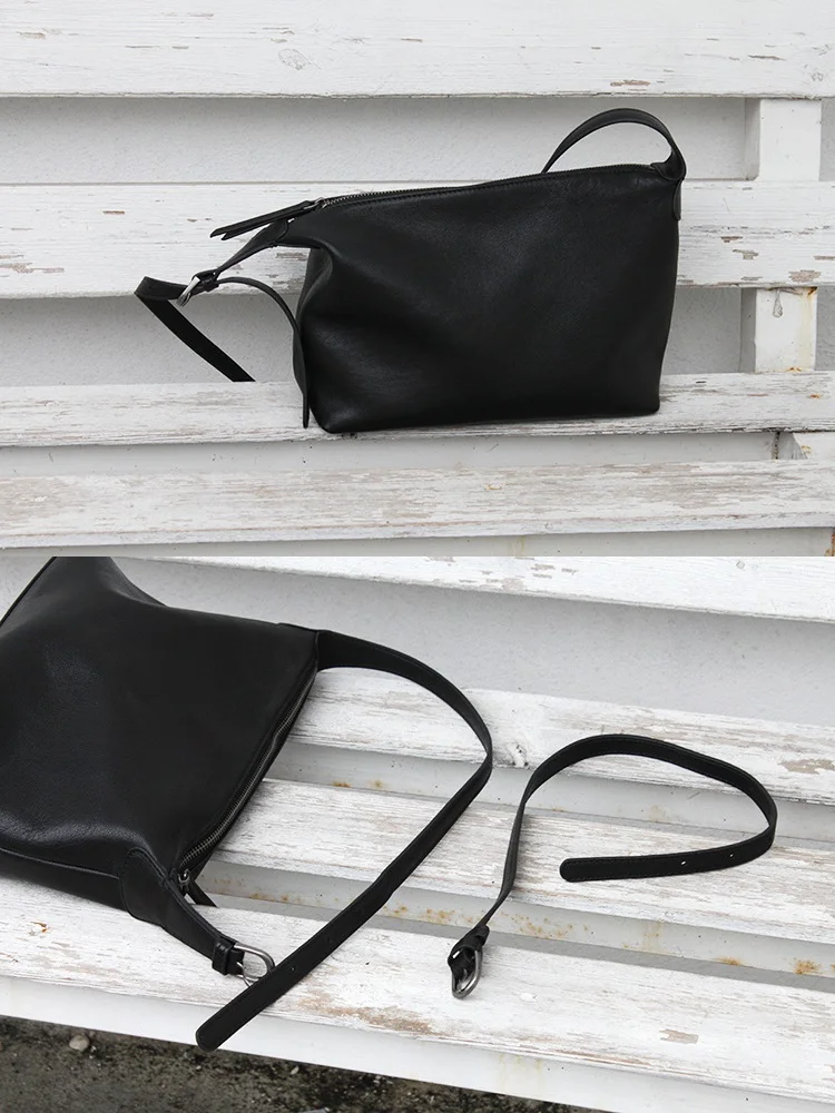 Мягкая кожаная сумка через плечо в стиле ретро женская на из овчины