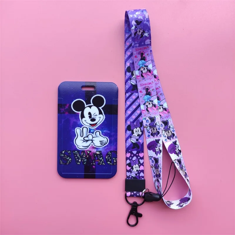 

Disney Mickey Minnie Nurse Plastic Anime ID Card Holder Cool Badge Sliding Work Name Tag Bus Lanyard Cards Holders Drop Shipping