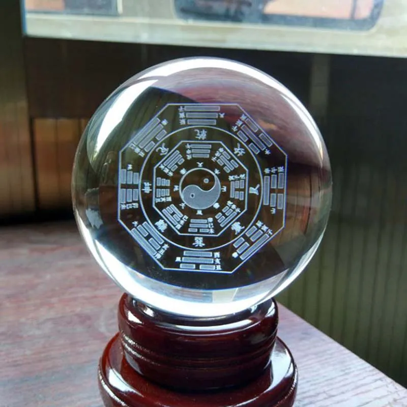 

Taoism Buddhist Asia HOME Altar shop exorcise evil spirit good luck TAI JI Eight trigrams ZHEN 3D Crystal ball FENG SUI talisman