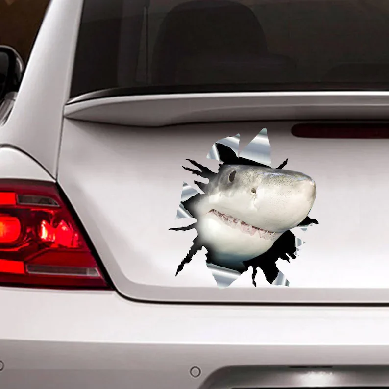 

Shark car sticker, 3d decal, funny sticker