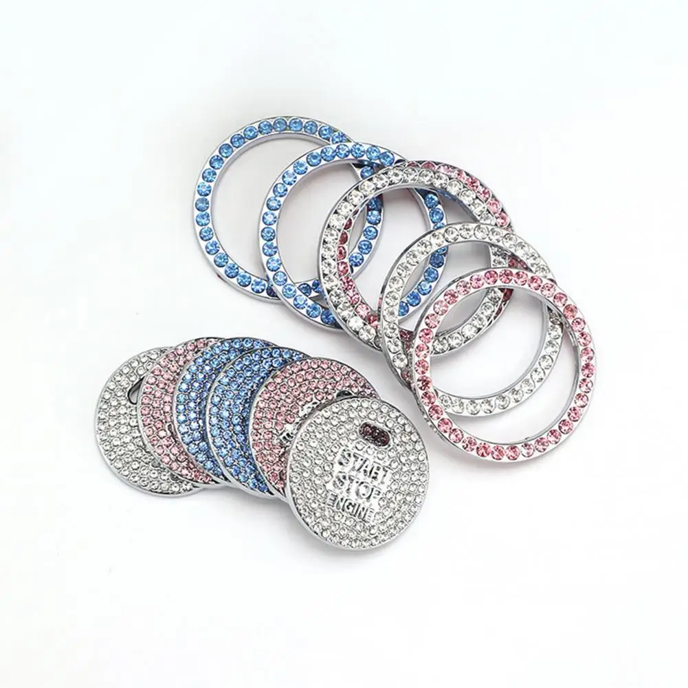 

Practical Creative 3 Colors Start Button Sticker Bling Rhinestone Start Stop Button Protective Cover