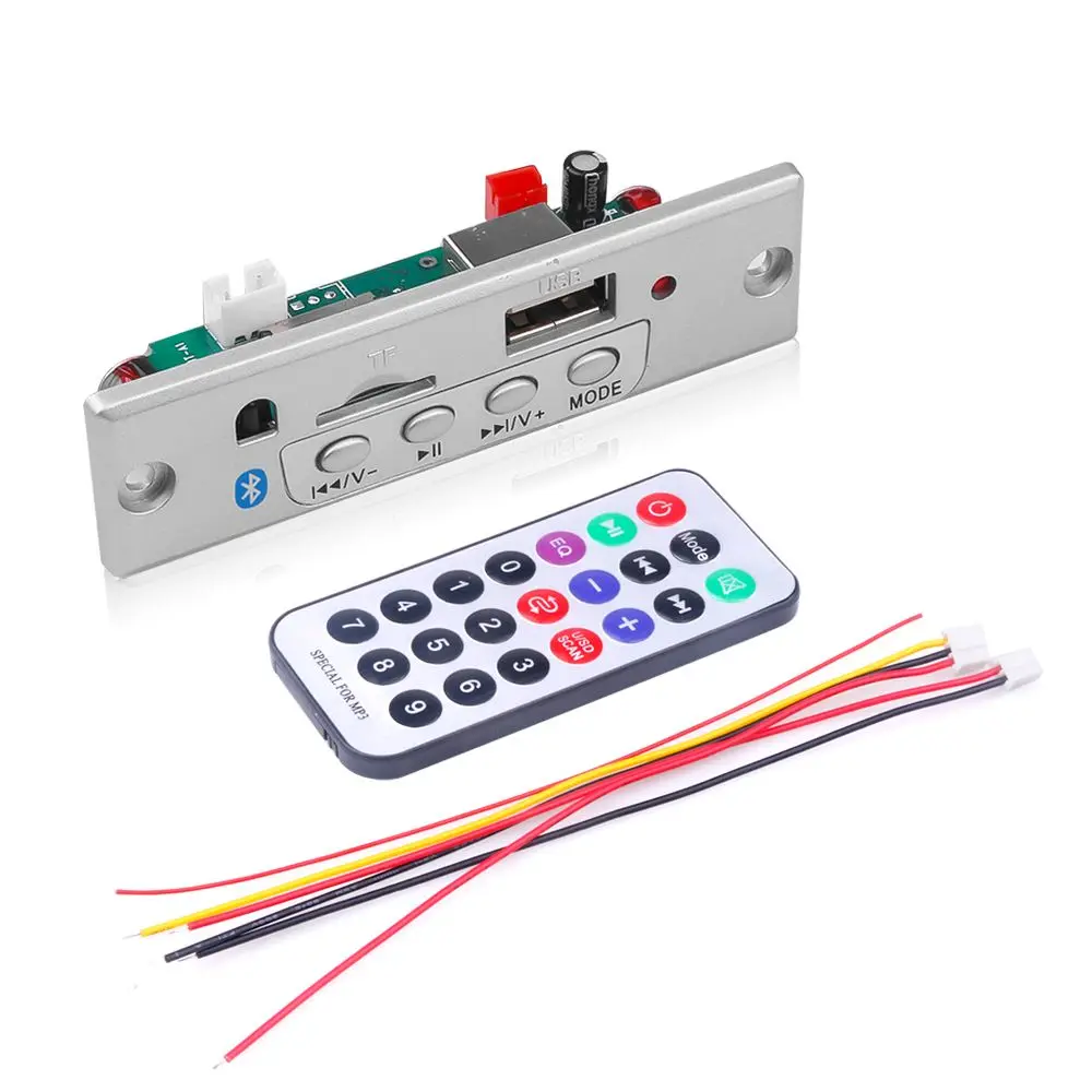 Плата расшифровки MP3-плеера для автомобиля 5/12 В с беспроводным модулем Bluetooth, слотом для TF-карты и FM-радио.