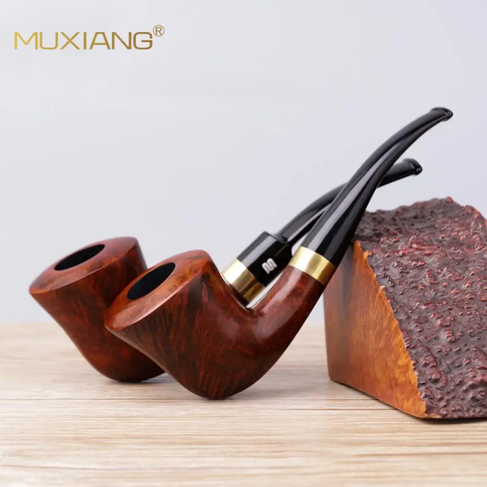 

Wood Fragrant Solid Wood Pipe Handmade Heather Root Nodule Tobacco Pipe Curved Handle Filter Heather Pipe Wooden Pipe Design