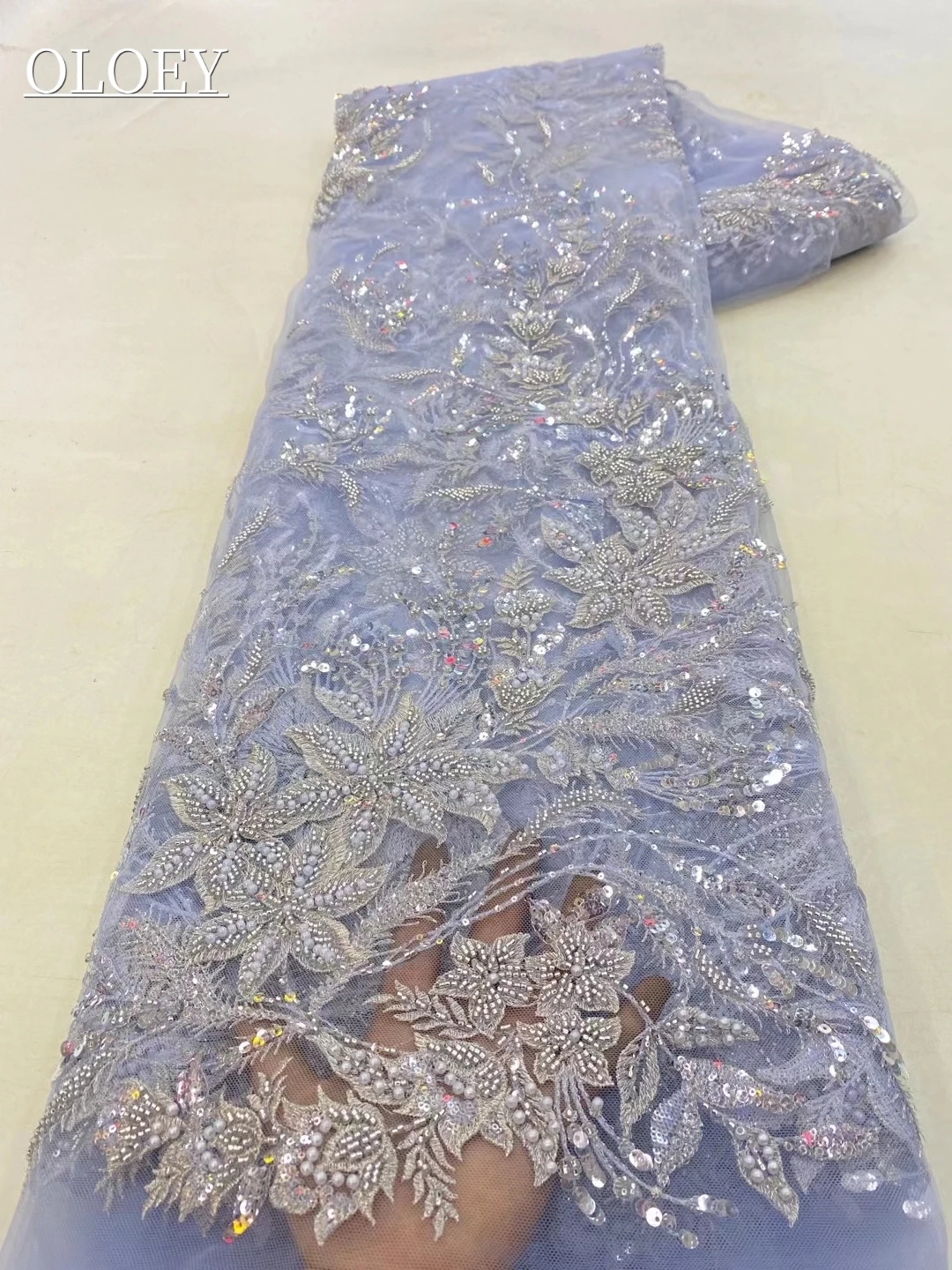 

High-End Luxury French Embroidery Heavy Groom Lace Fabric African Nigerian With Sequin Fabric For Wedding Dress Party