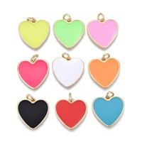 kissitty 5 pcs mixed color heart shape brass enamel pendants for women necklace earring jewelry accessories