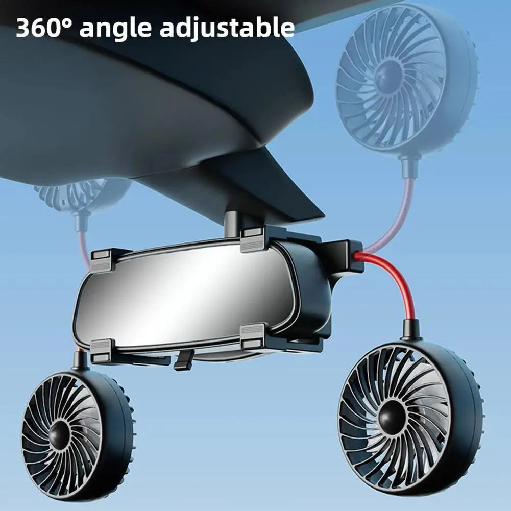 

Universal Car Cooling Fan Car Rearview Mirror Dual System Degrees Cooling Fan Electric 360 Car Fan Usb 12/24v Adjustab P3i7
