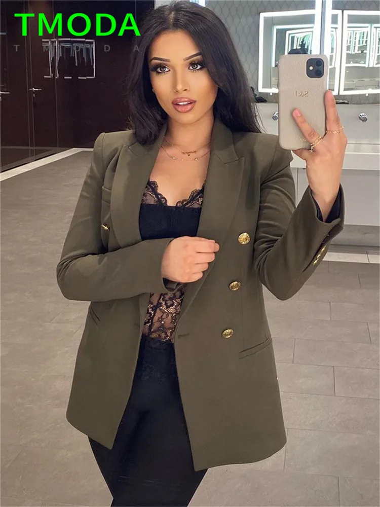 Женский двубортный Блейзер на пуговицах с длинным рукавом | Женская одежда