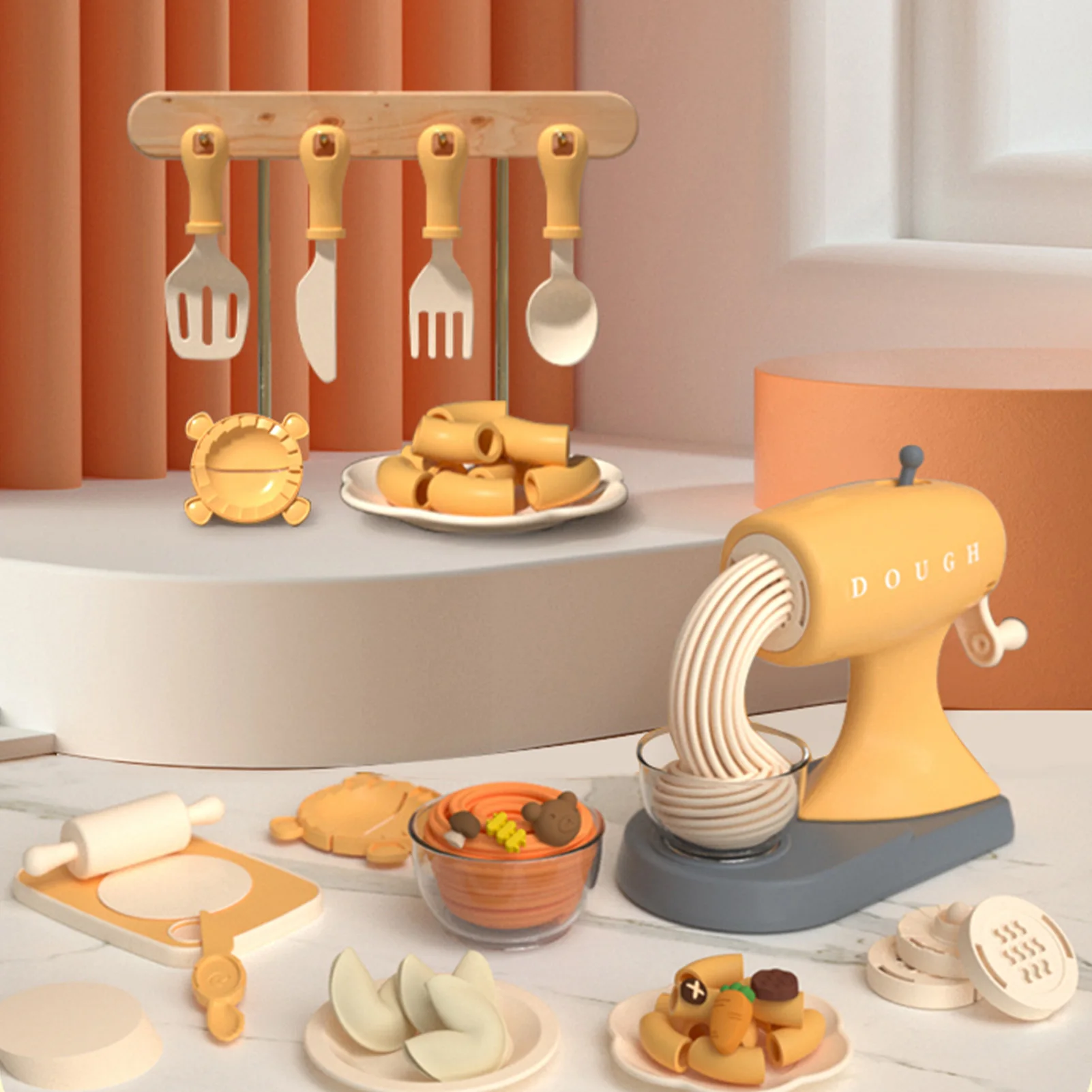 

Children Plasticine Mold Tool Production Toys Kids Color Clay Noodle Machine Ice Cream DIY Simulation Play House Toy Set