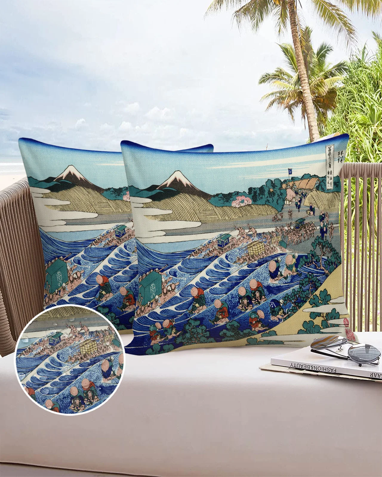 

Sea Ink Painting Pier House 2/4pcs Pillowcase Waterproof Cushion Cover for Wedding Home Sofa Cushion Pillow Cover Birthday Gift