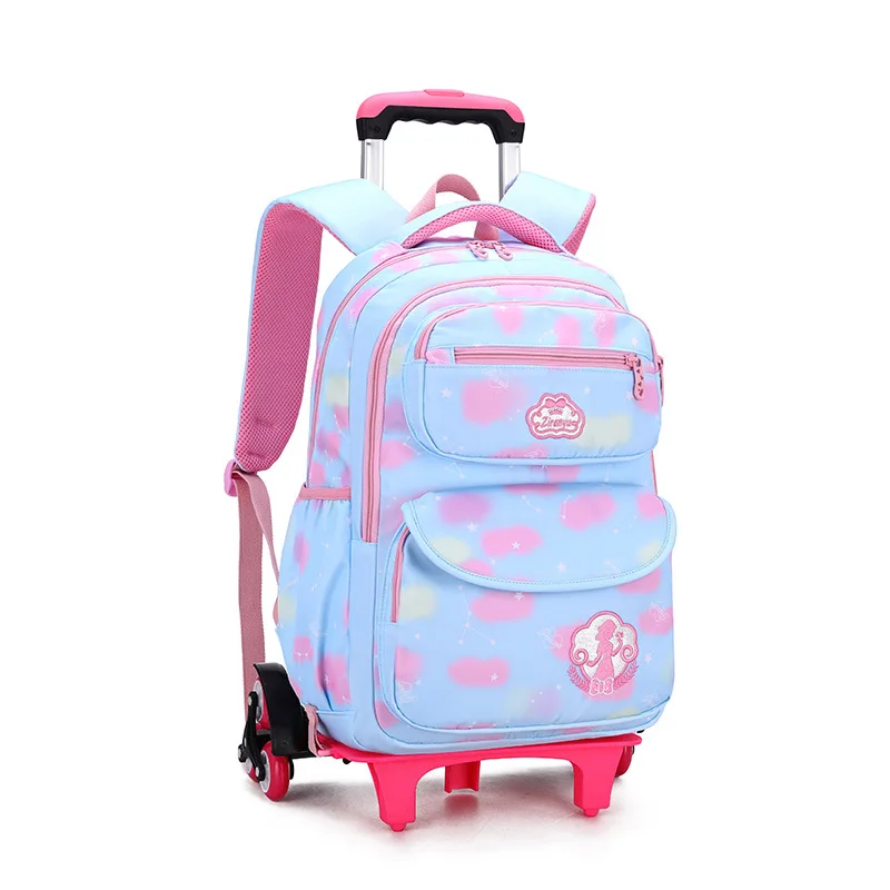 Removable Trolley school Backpacks kids Wheeled princess Children School Bags 3 Wheels Kids girls Schoolbag Luggage Book Bags