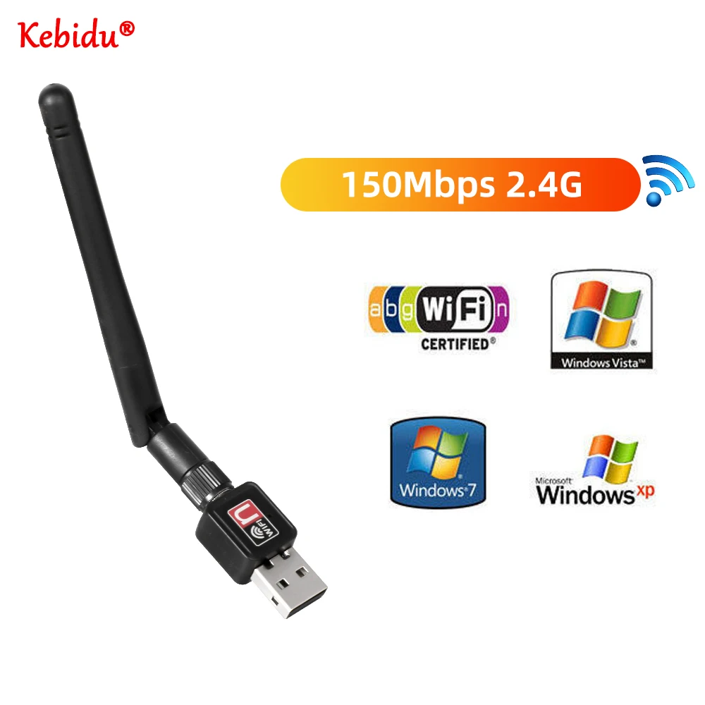 

USB Wifi Adapter 150Mbps 2.4 ghz Antenna USB 802.11n/g/b Ethernet Wi-fi dongle RTL8188 Wireless Network Card for PC Windows