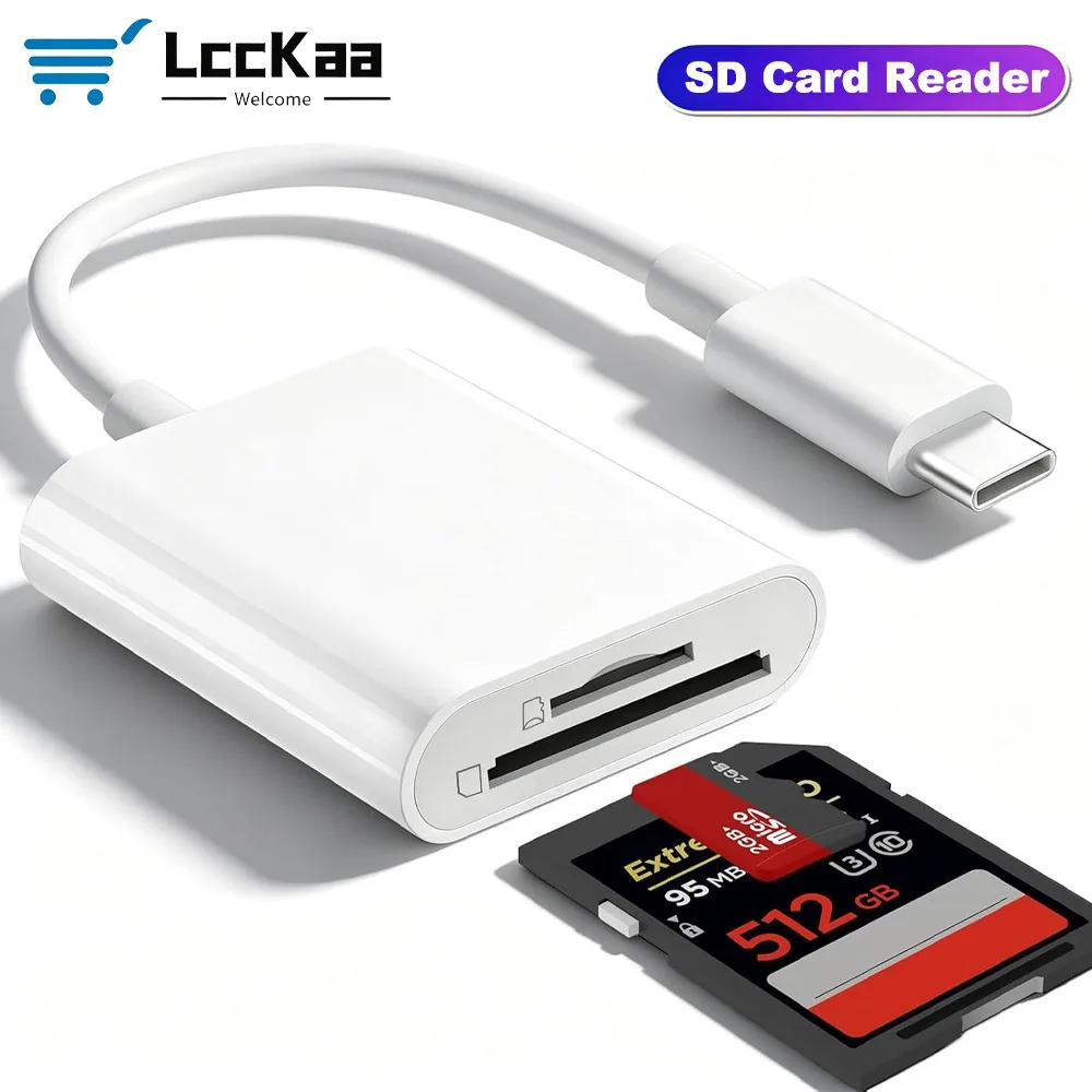 Фото USB-C кардридер 2-в-1 для SD и MicroSD карт, адаптер для передачи данных для Macbook, ноутбуков, телефонов Samsung, Huawei, Xiaomi №1