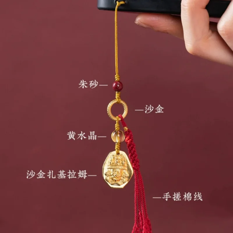 Древний стиль аллювиальное золото цепочка для телефона Zachilam кулон в тибетском