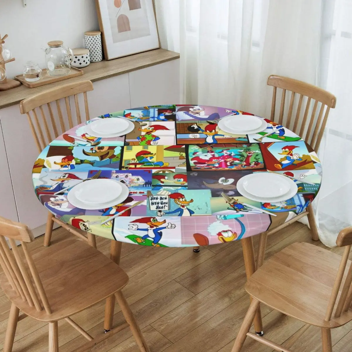 Пользовательская круглая Водонепроницаемая скатерть для стола с рисунками из