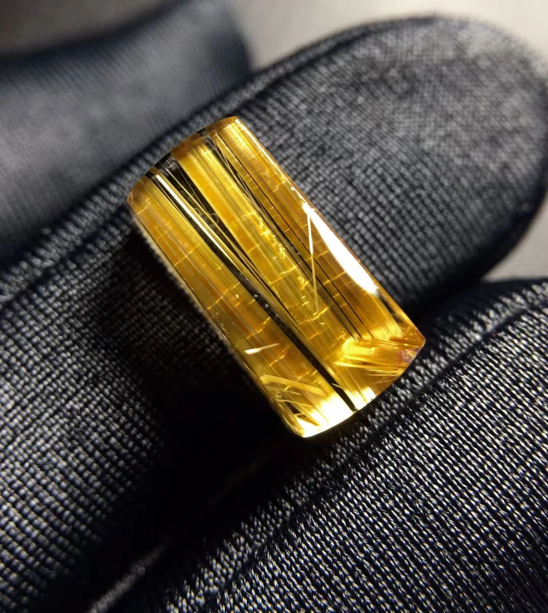 Подвеска из натурального золота с рутилированным кварцем прямоугольник