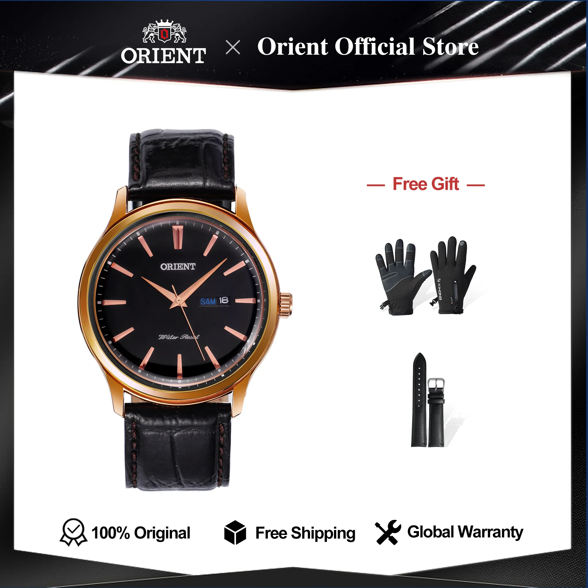 Original Orient Quartz Watch for Men, Japanese Business Wrist Watch Stainless Steel Simple Style Discontinued Model