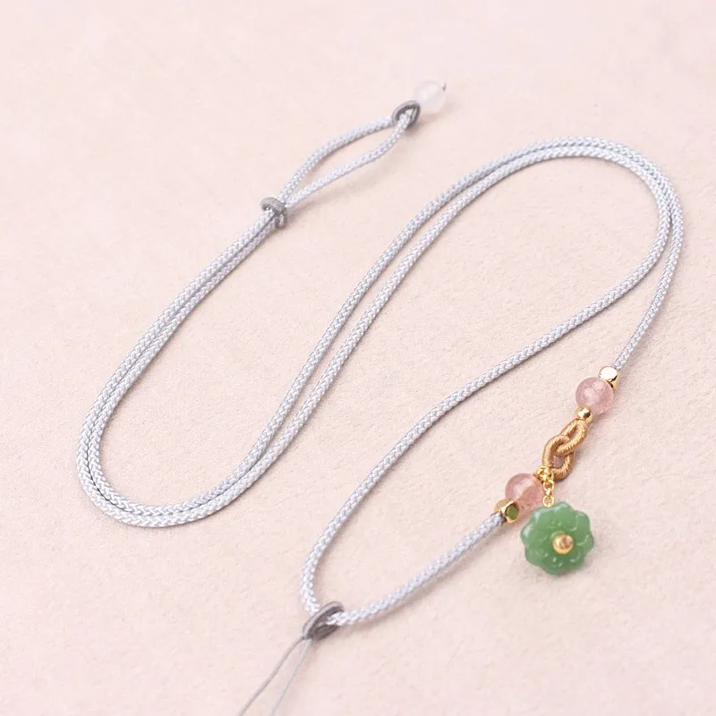 Модные подвески с зеленым лотосом ожерелья веревка для мужчин и женщин