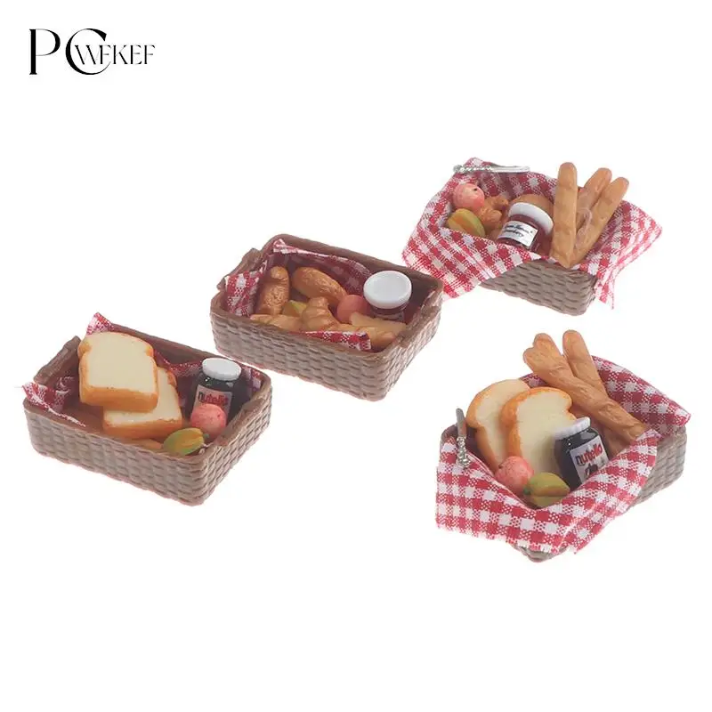 

1 :6 /1: 12 Dollhouse Miniature Bread Basket Simulation Food Model Toys DollHouse Decoration