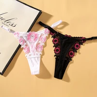 1pc womens underpants flower panties adjustable breathable mesh sexy briefs seductive elastic casual thong panties